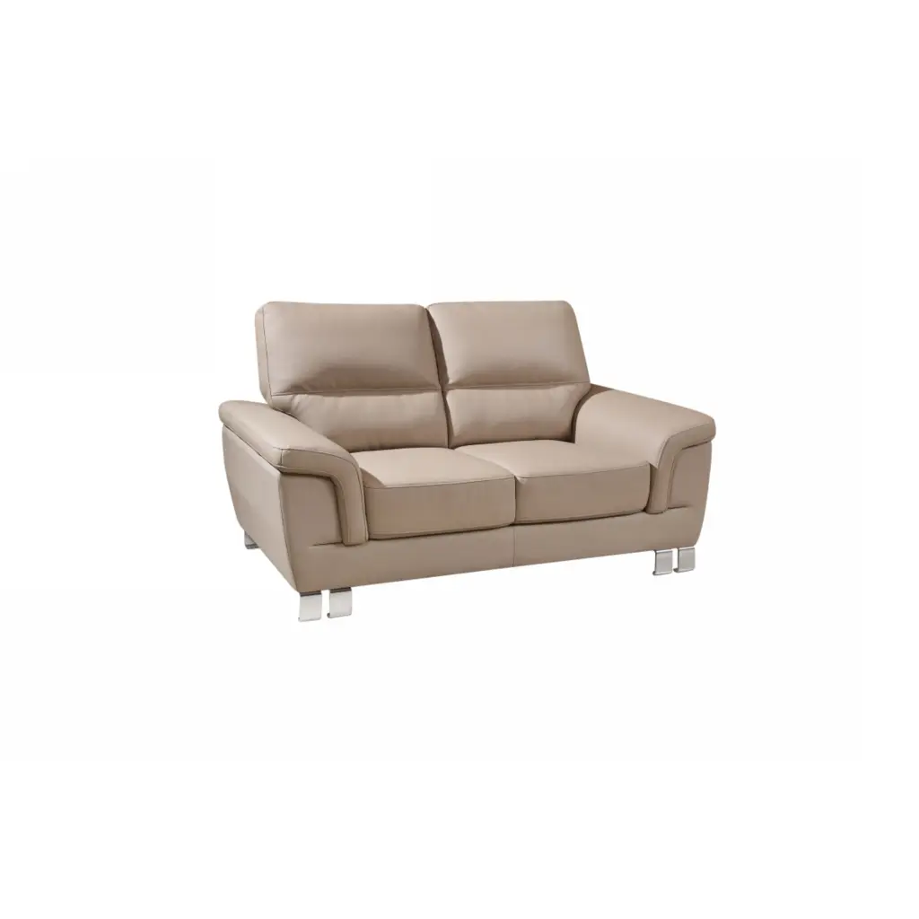 37 Inch Modern Beige Leather Loveseat Compact and Stylish Sofa HomeRoots