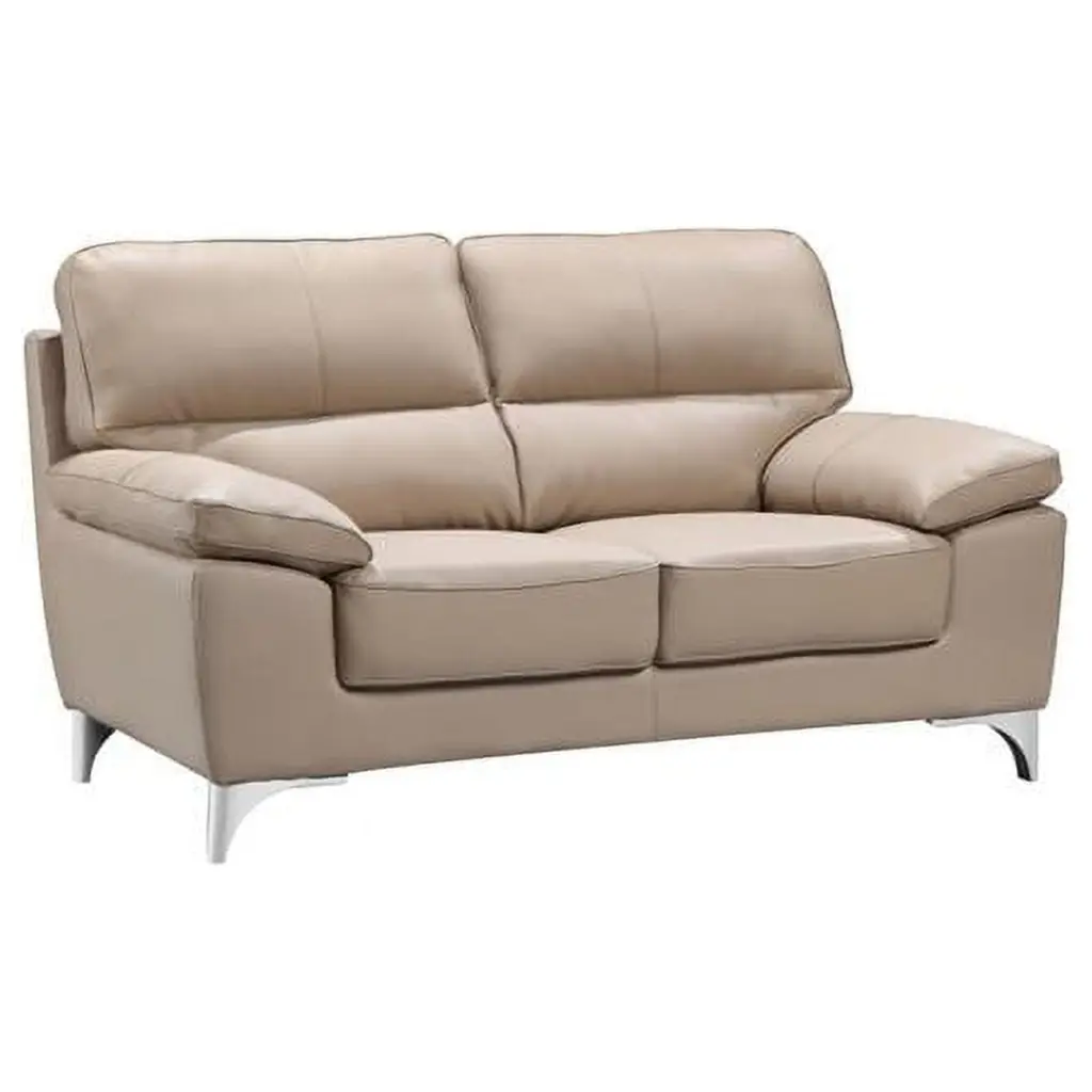 Home Roots Classy Beige Leather Loveseat 37 Inch MEWE