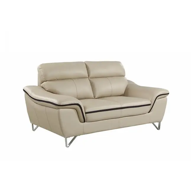 Home Roots Contemporary Beige Leather Loveseat 36 Inch Compact Sofa Small Spaces MEWE