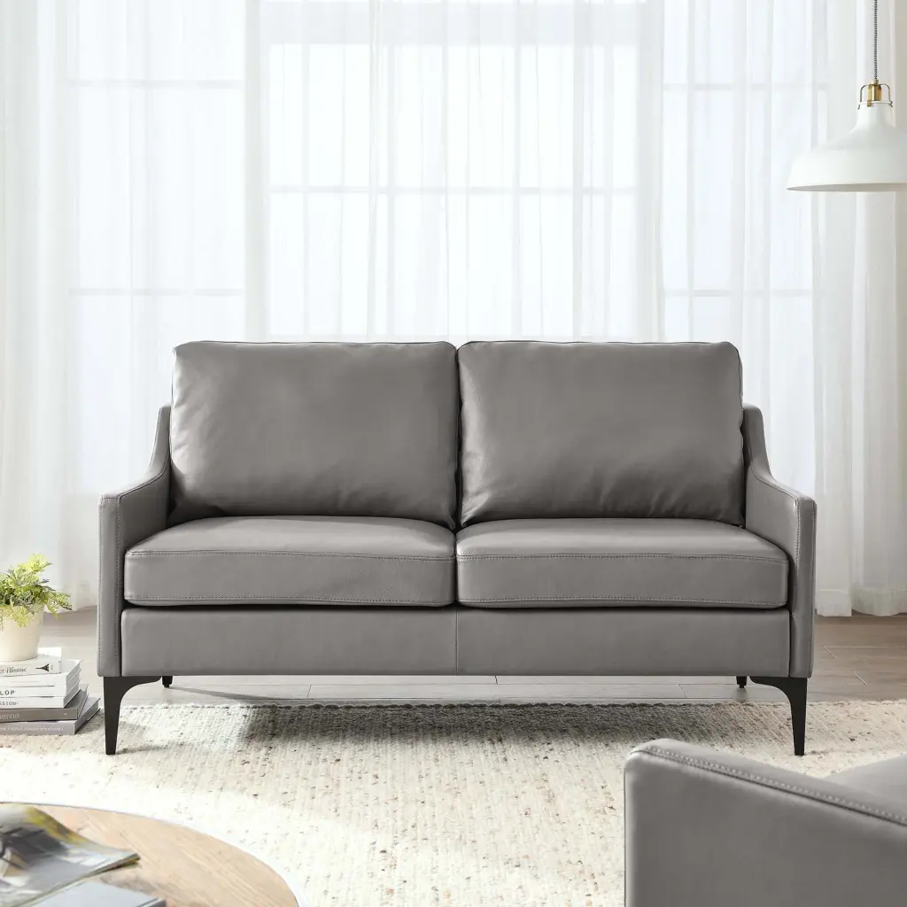 Modway Corland Leather Loveseat Gray