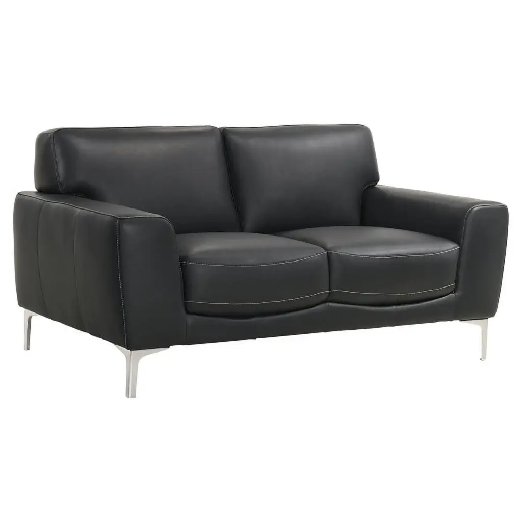 New Classic Furniture Black Top Grain Italian Leather Loveseat
