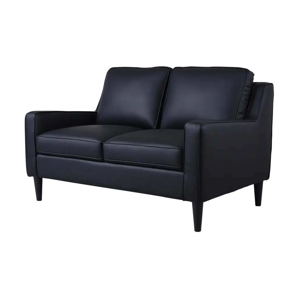 Porter Designs Lazio High Quality Leather Loveseat Black - Modern Luxury Sofa