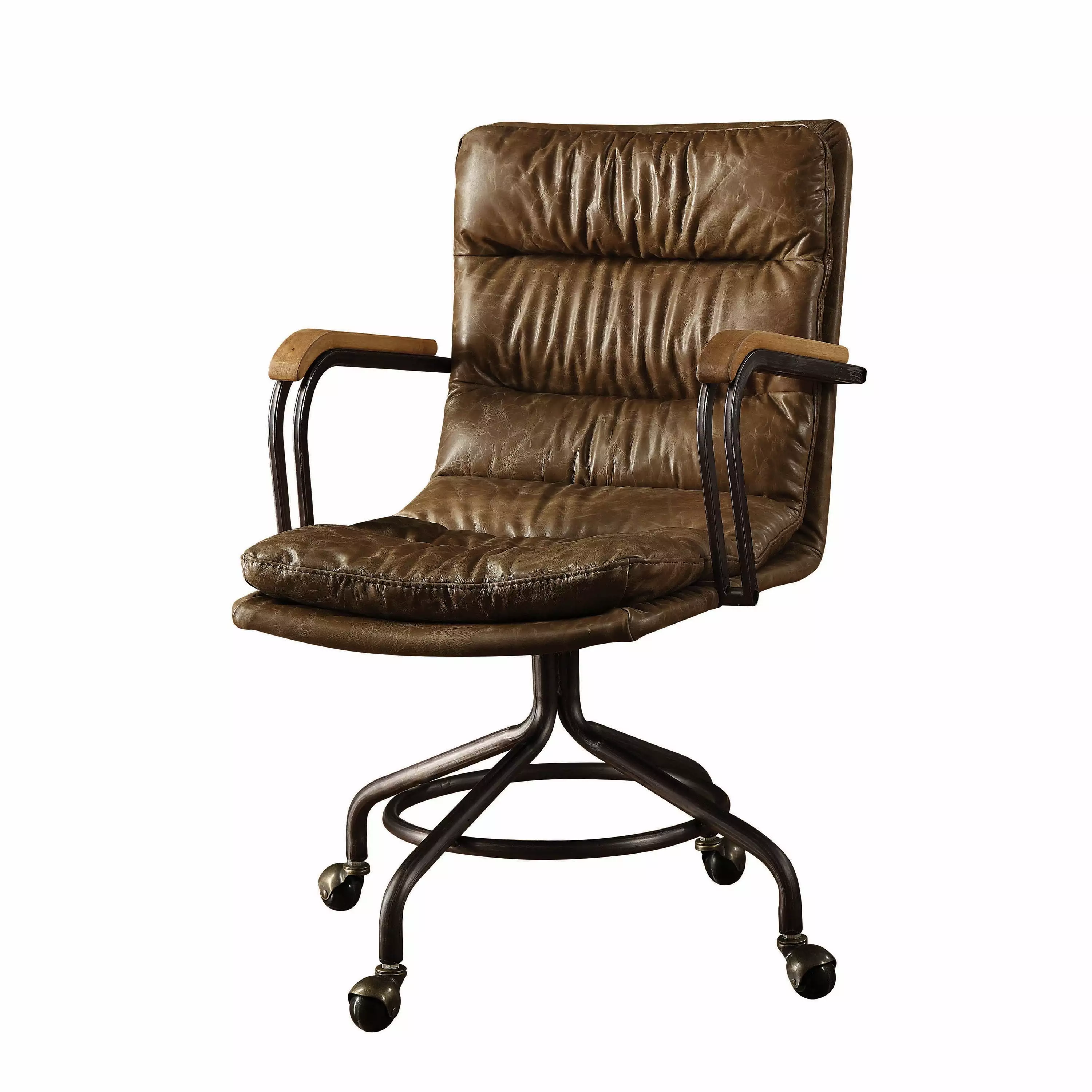 Leather Office Chair Vintage Whiskey - Top Grain Leather Executive Chair Foam Padding HomeRoots