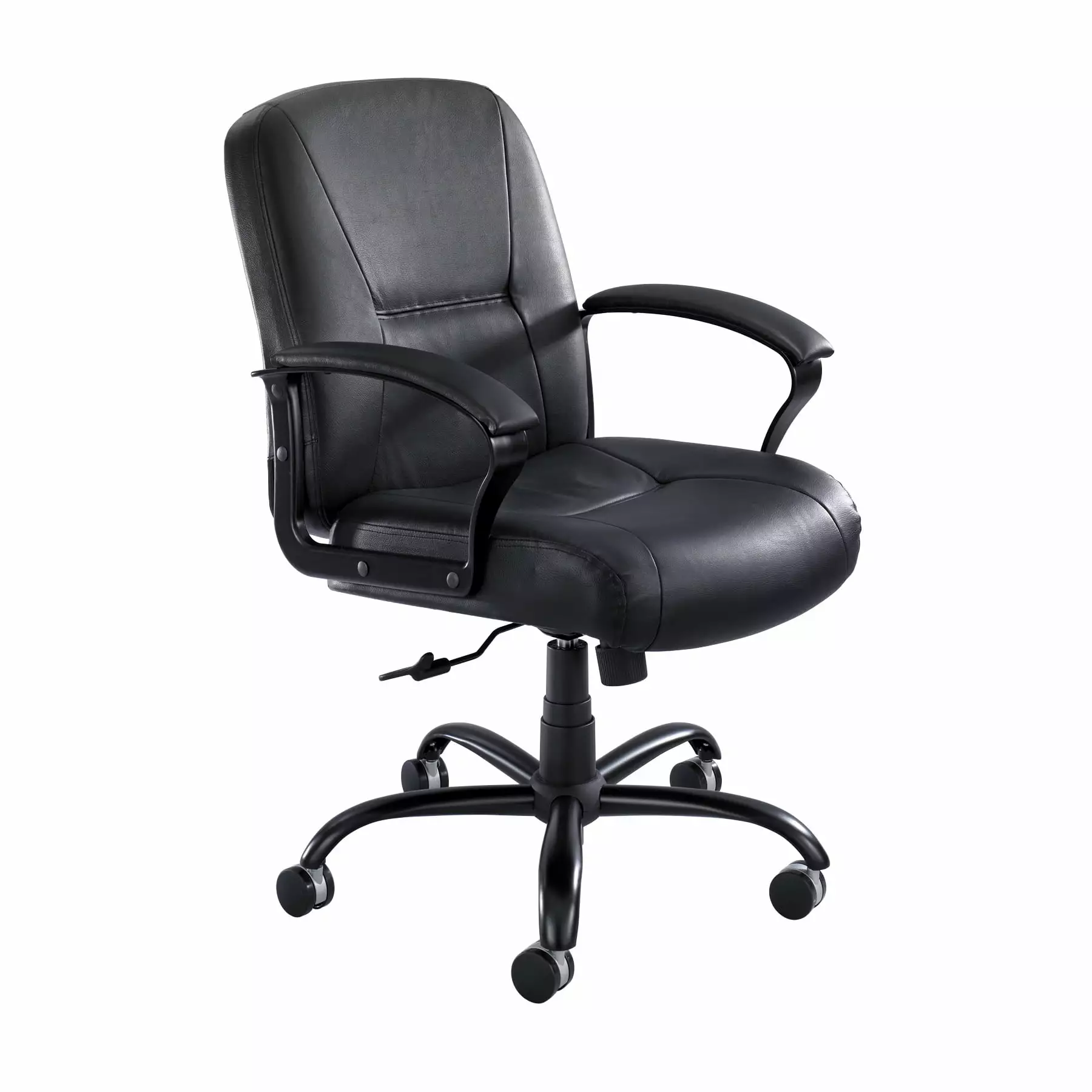 Serenity Big and Tall Leather Midback Executive Office Chair Black - Heavy Duty Desk Chair Safco