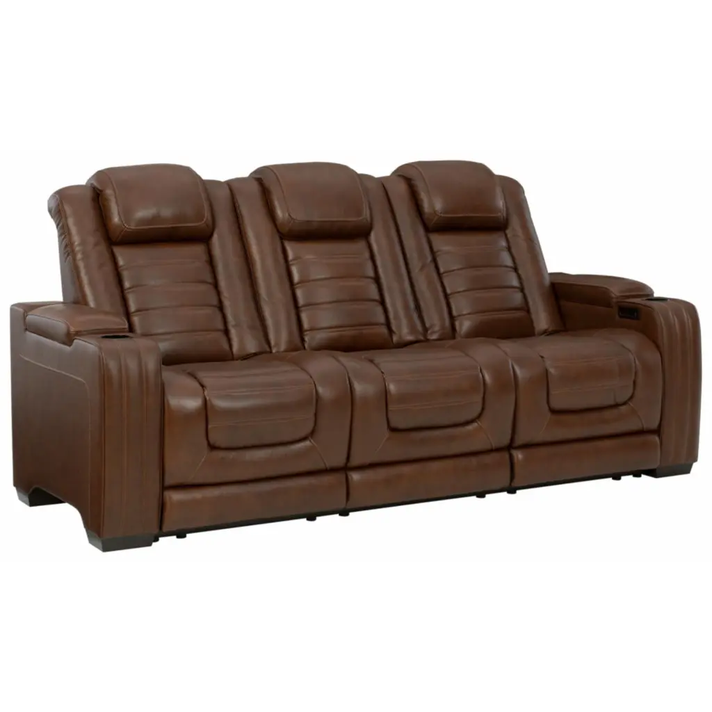 Ashley Furniture Backtrack Leather Reclining Sofa Headrest Chocolate