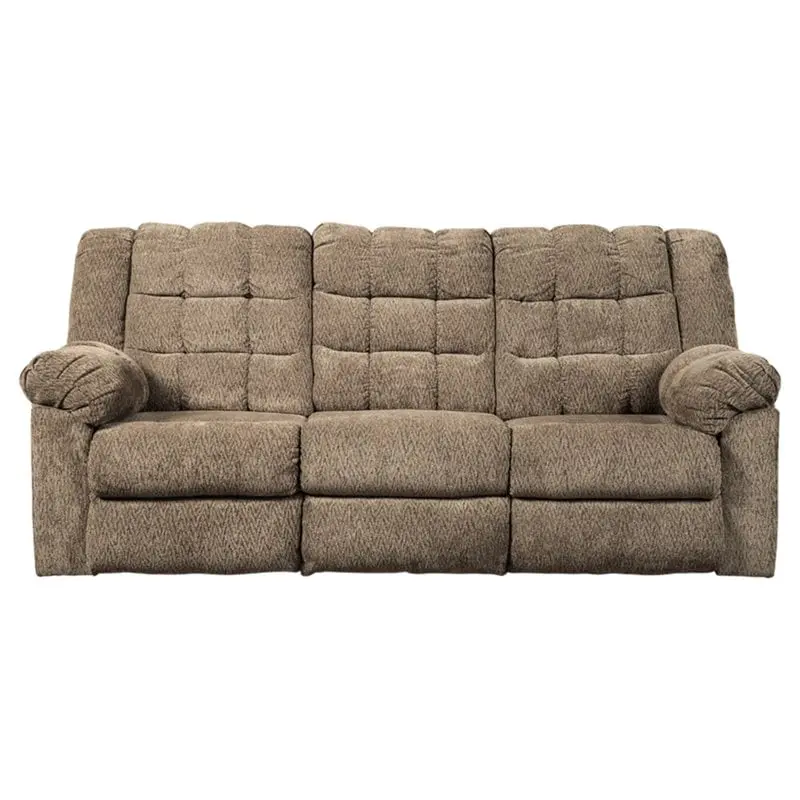 Signature Design Ashley Workhorse Reclining Sofa Cocoa Brown Genuine Leather Ashley Furniture