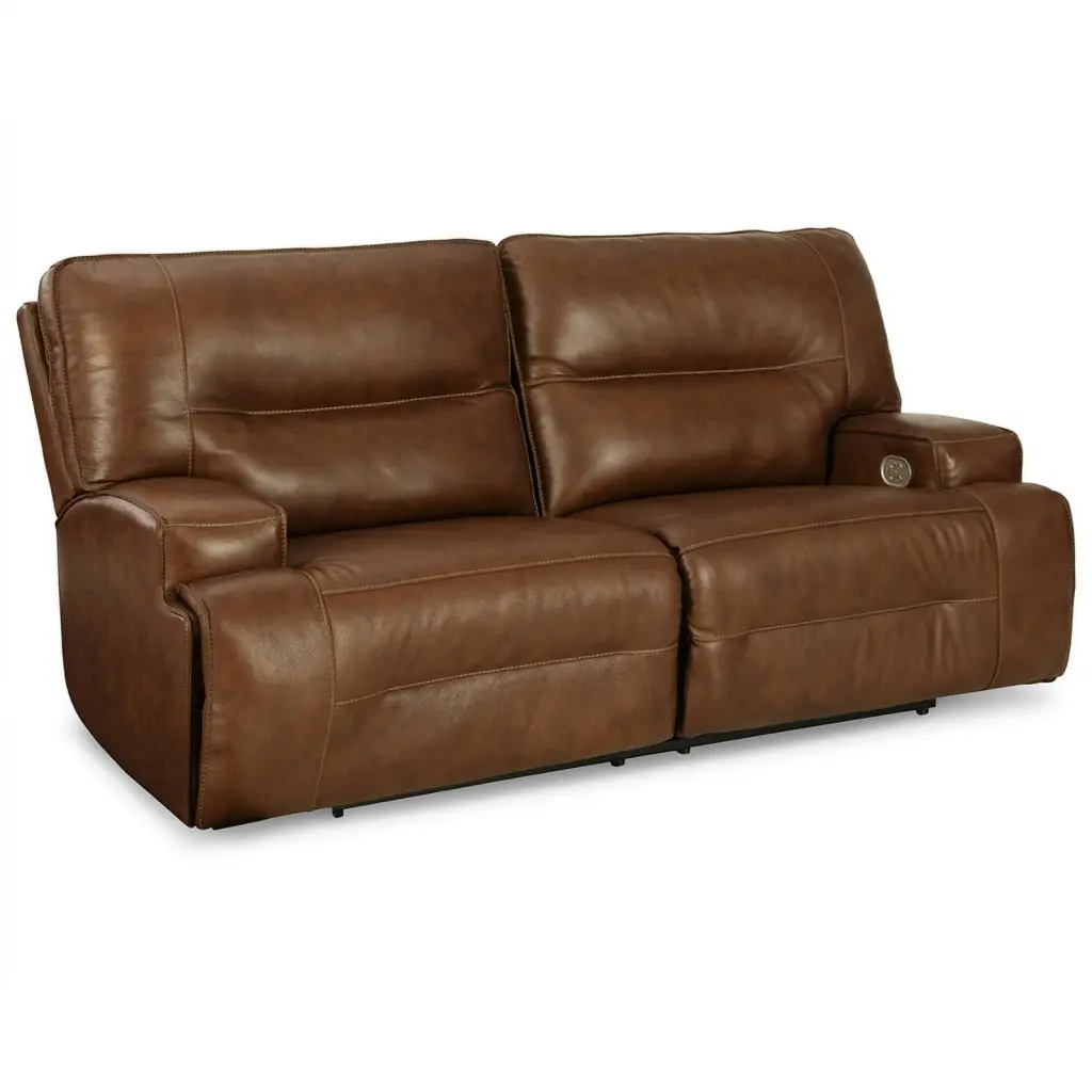 Bowery Hill Modern 2-Seat Dark Brown Leather Reclining Sofa