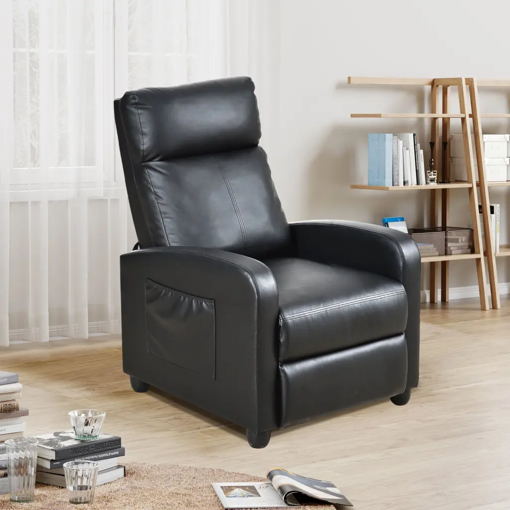 Recliner Chair PU Leather Sofa Adults Lumbar Support - Home Theater Living Room Reclining Sofa Chair CNCJ