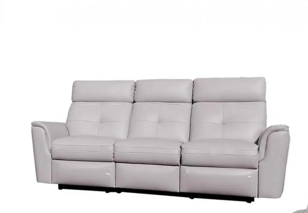 Contemporary Light Grey Italian Leather Recliner Sofa - Modern ESF 8501 Model