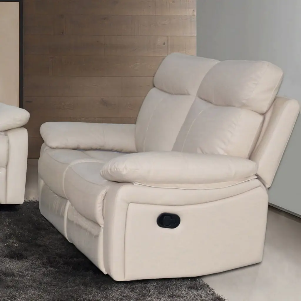 Taupe Reclining Leather Match Loveseat Living Room Comfort HomeRoots