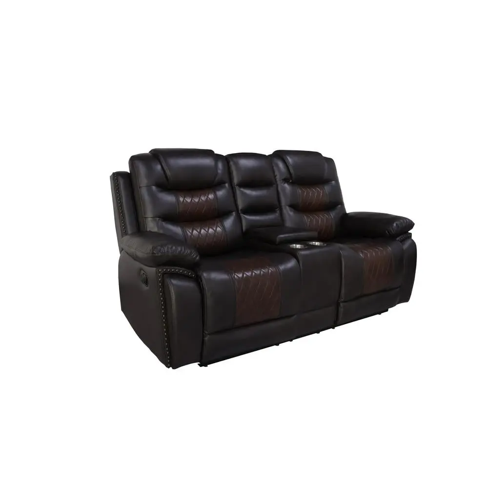 New Classic Furniture Nikko Leather Console Loveseat Dual Recliners Brown - Reclining Sofa