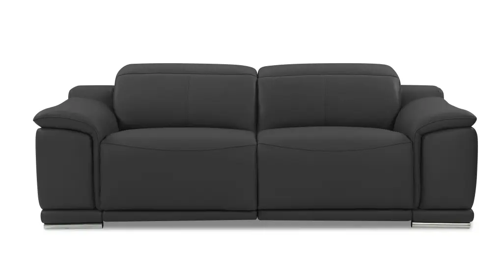 Chic Dark Gray Power Reclining Sofa - Genuine Italian Leather Cloud-Like Seat Cushions Ponnky
