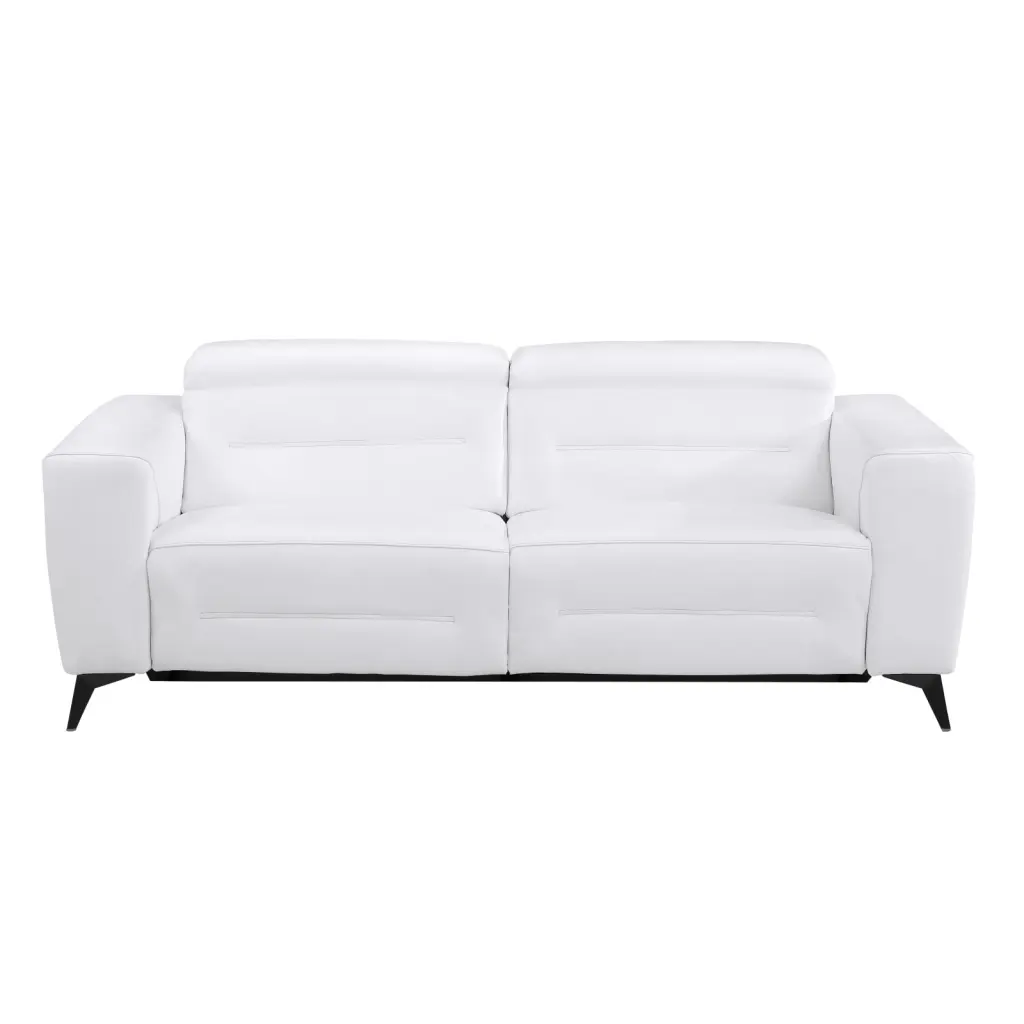 High-End White Top Grain Italian Leather Power Recliner Sofa Art Deco Design Ponnky