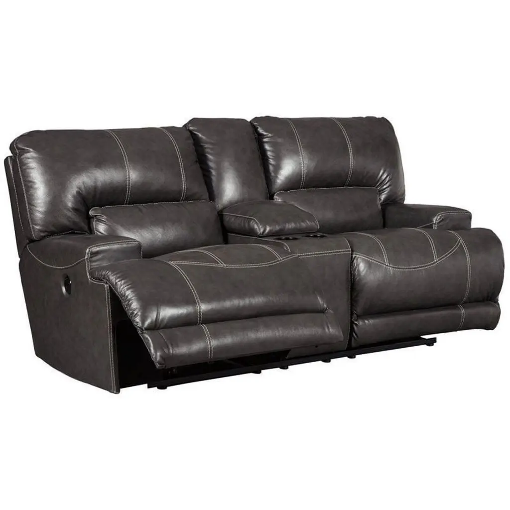 Ashley Furniture McCaskill Leather Reclining Loveseat Gray