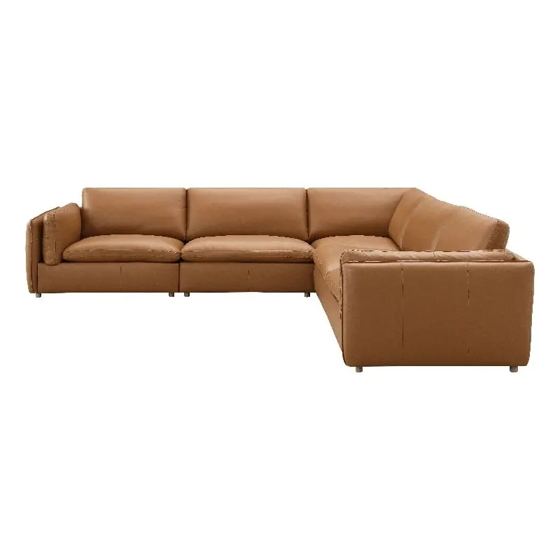 ACME Brighton Contemporary Top Grain Leather Sectional Sofa Tan Premium Living Room Furniture Acme Furniture