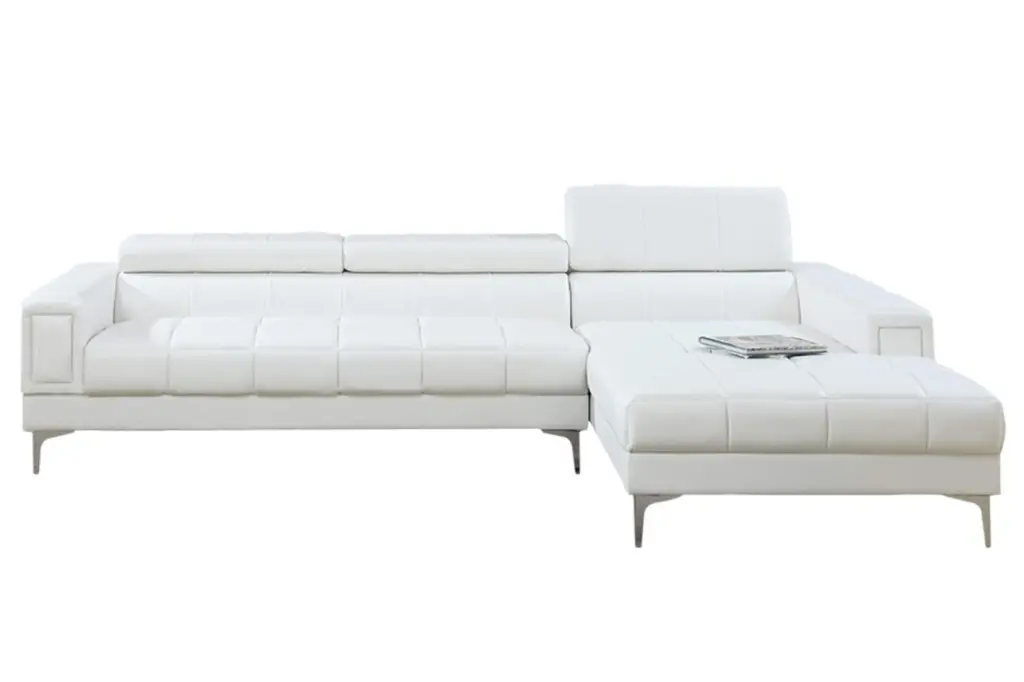 Hayden Bonded Leather Sectional Adjustable Back White Amazing Choice