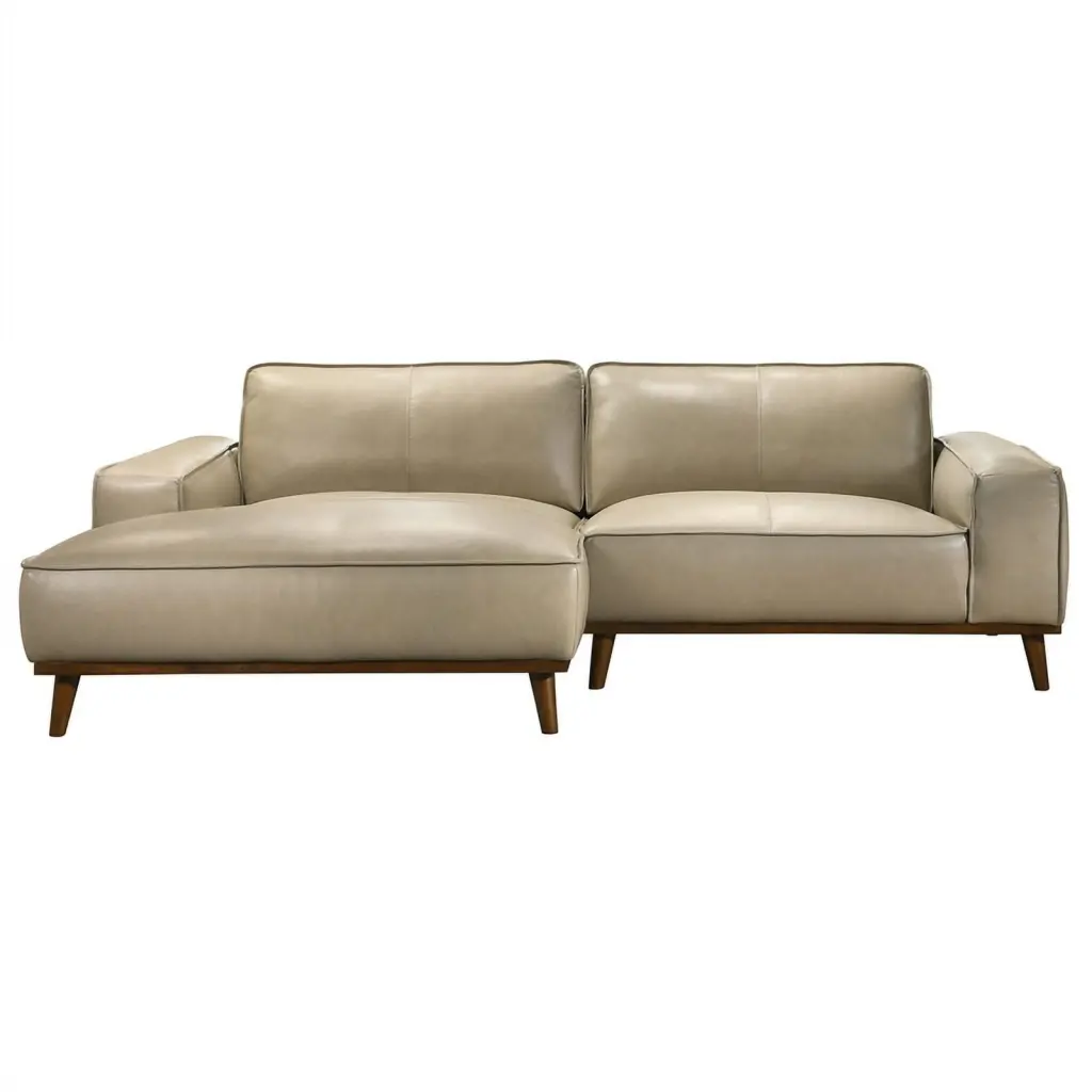 Oasis Mid Century Living Room Left-Faced Beige Leather Sectional Sofa Ashcroft