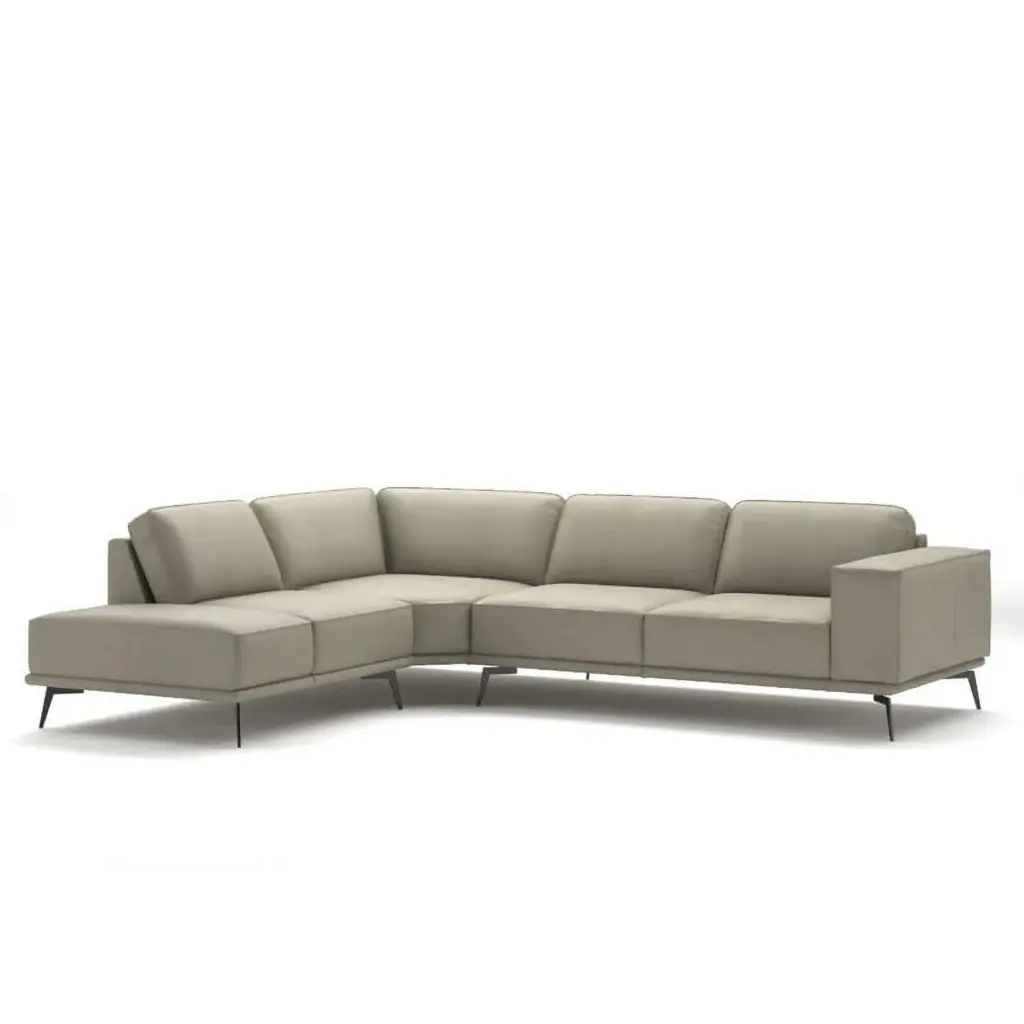 Manhattan Modern Leather Sectional Sofa Off White Right Facing Chase ESF