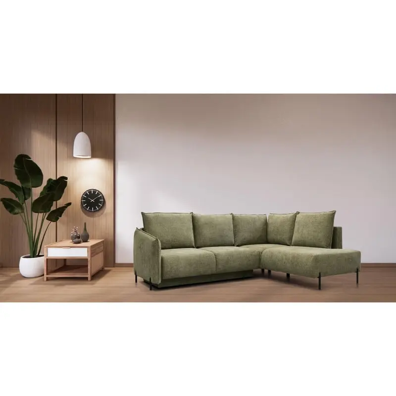Marsylia Leather Sectional Sofa Olive Left Facing Chaise - Elegant Design, Durable Leather ESF