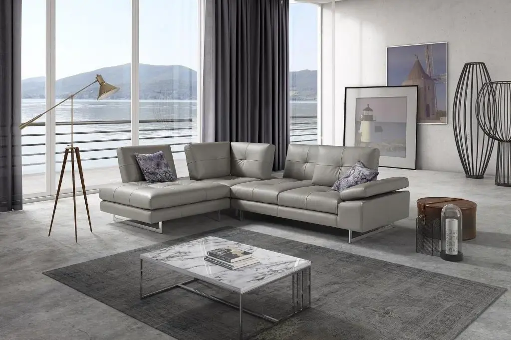 Modern Grey Premium Leather Sectional Right Hand Chase J&M Prive J&M Furniture