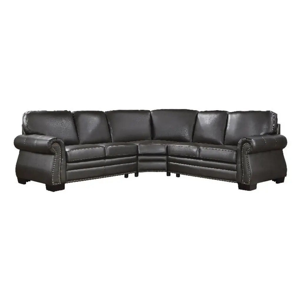 Lexicon Wareham 3-Piece Brown Traditional Plywood and Leather Sectional Sofa