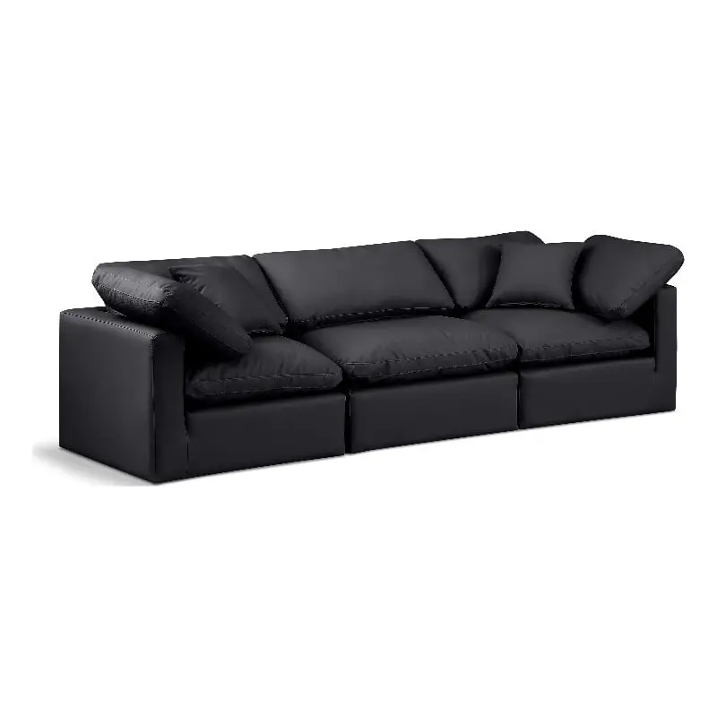 Meridian Furniture Indulge 105 Contemporary Vegan Leather Modular Sofa Black