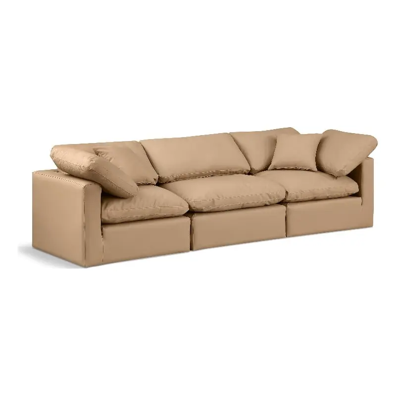 Meridian Furniture Indulge 94 Vegan Leather Modular Sofa Tan