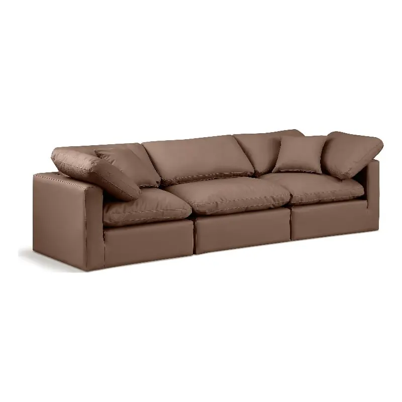 Meridian Furniture Indulge 94 Vegan Leather Modular Sofa Brown