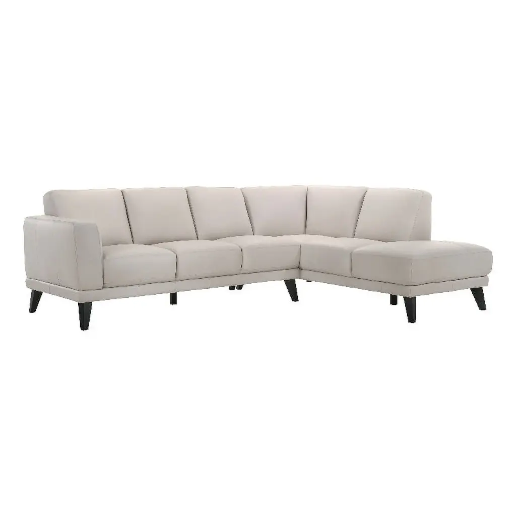 Pemberly Row 2-Piece Solid Wood and Leather Sectional Beige Living Room