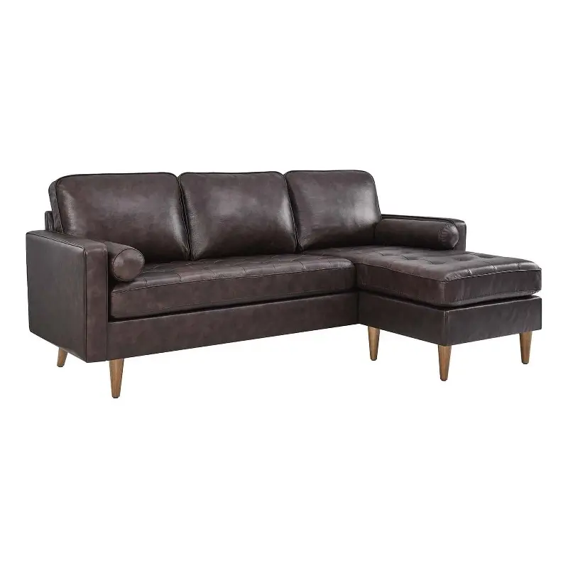 Pemberly Row 78 Modern Style Leather Apartment Sectional Sofa Brown