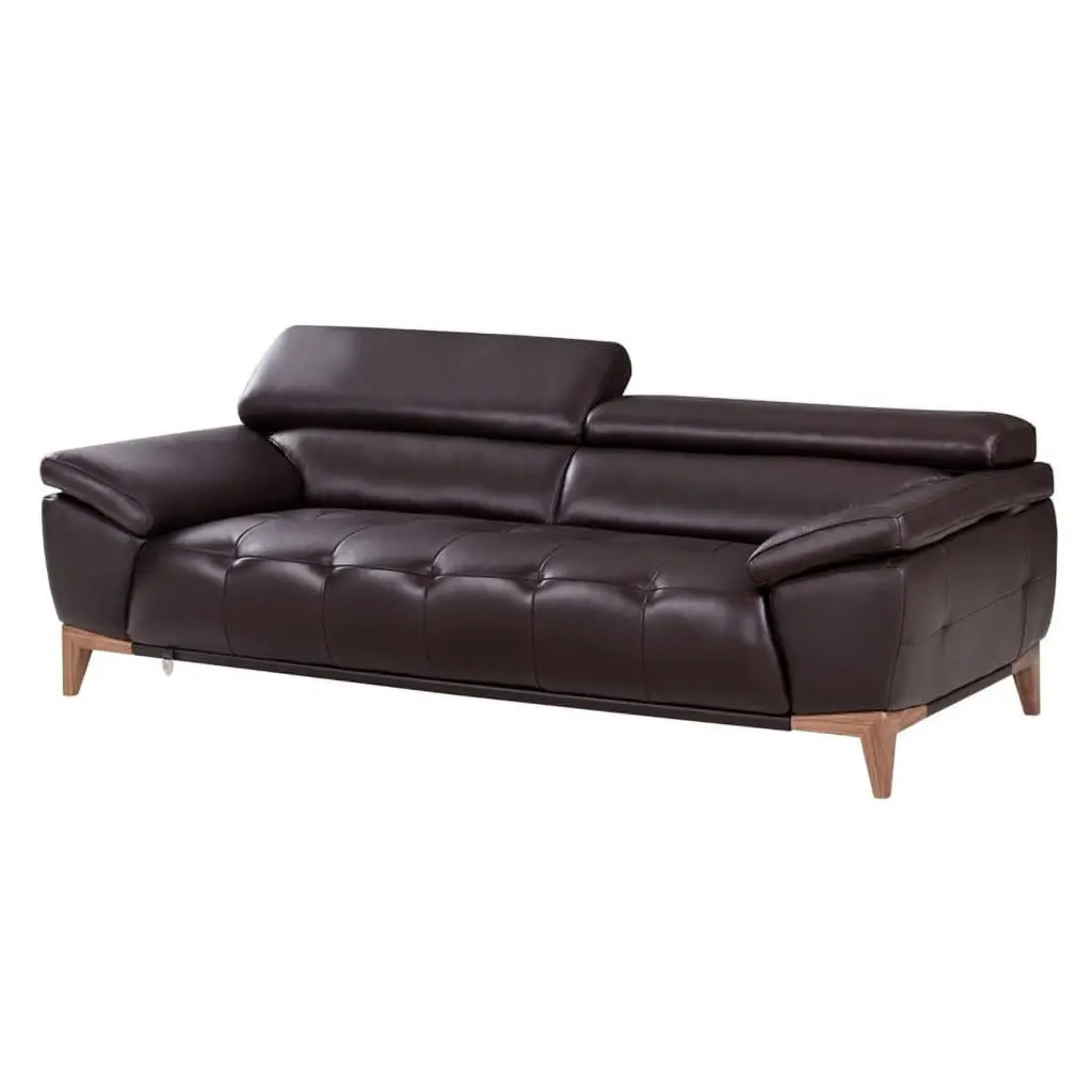 EK076 Italian Leather Sofa Dark Chocolate Brown American Eagle Furniture