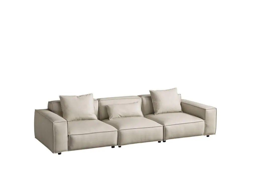 Modern Light Gray Full Leather Extra Large Sofa American Eagle EK8008-LG-4S - Spacious Living Room Couch