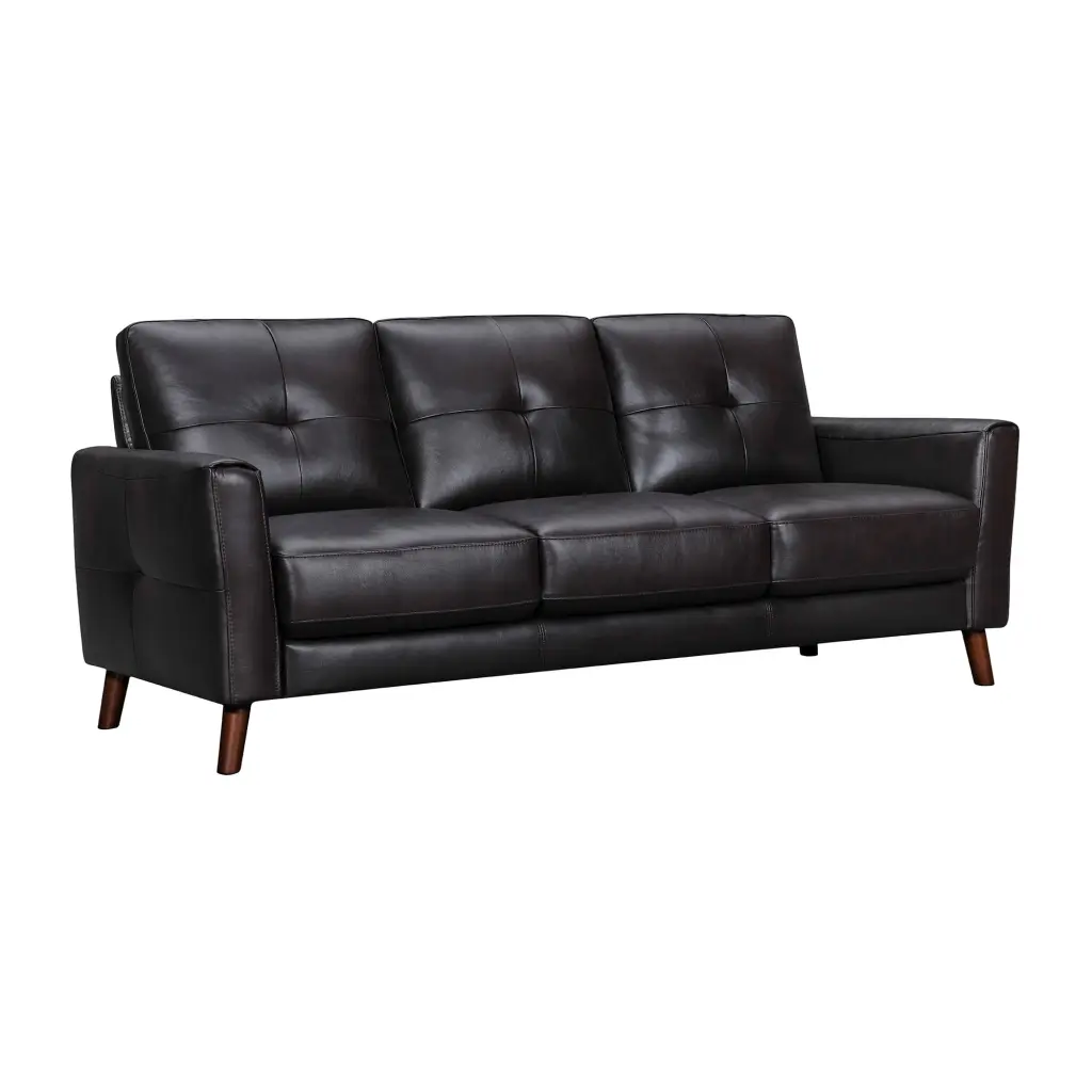 Armen Living Almafi 82 Upholstered Modern Leather Sofa Brown - Luxurious Living Room Furniture