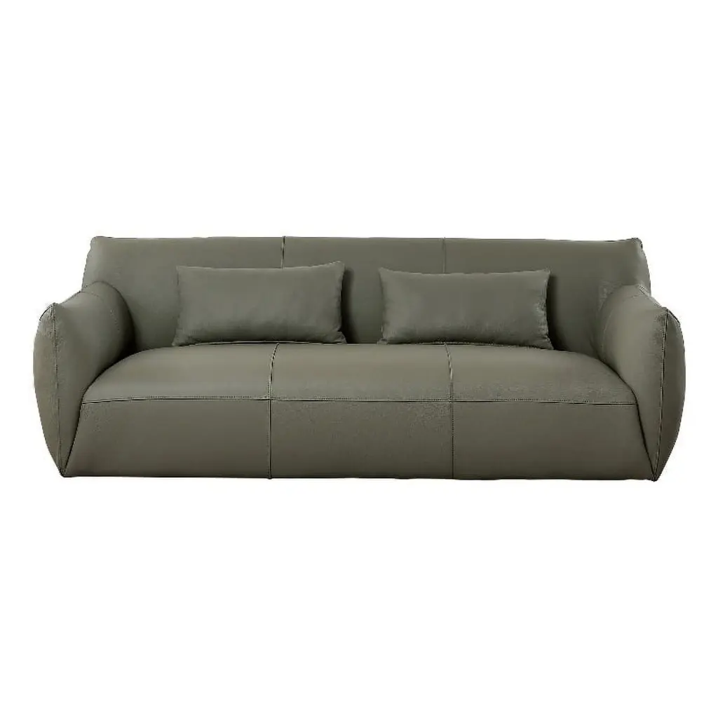 Prairie Upholstered Mid-Century Olive Green Leather Sofa Ashcroft