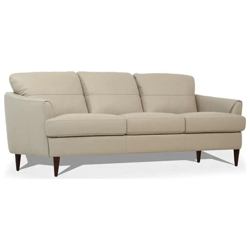 Bowery Hill Beige Leather Sofa Modern Living Room Furniture