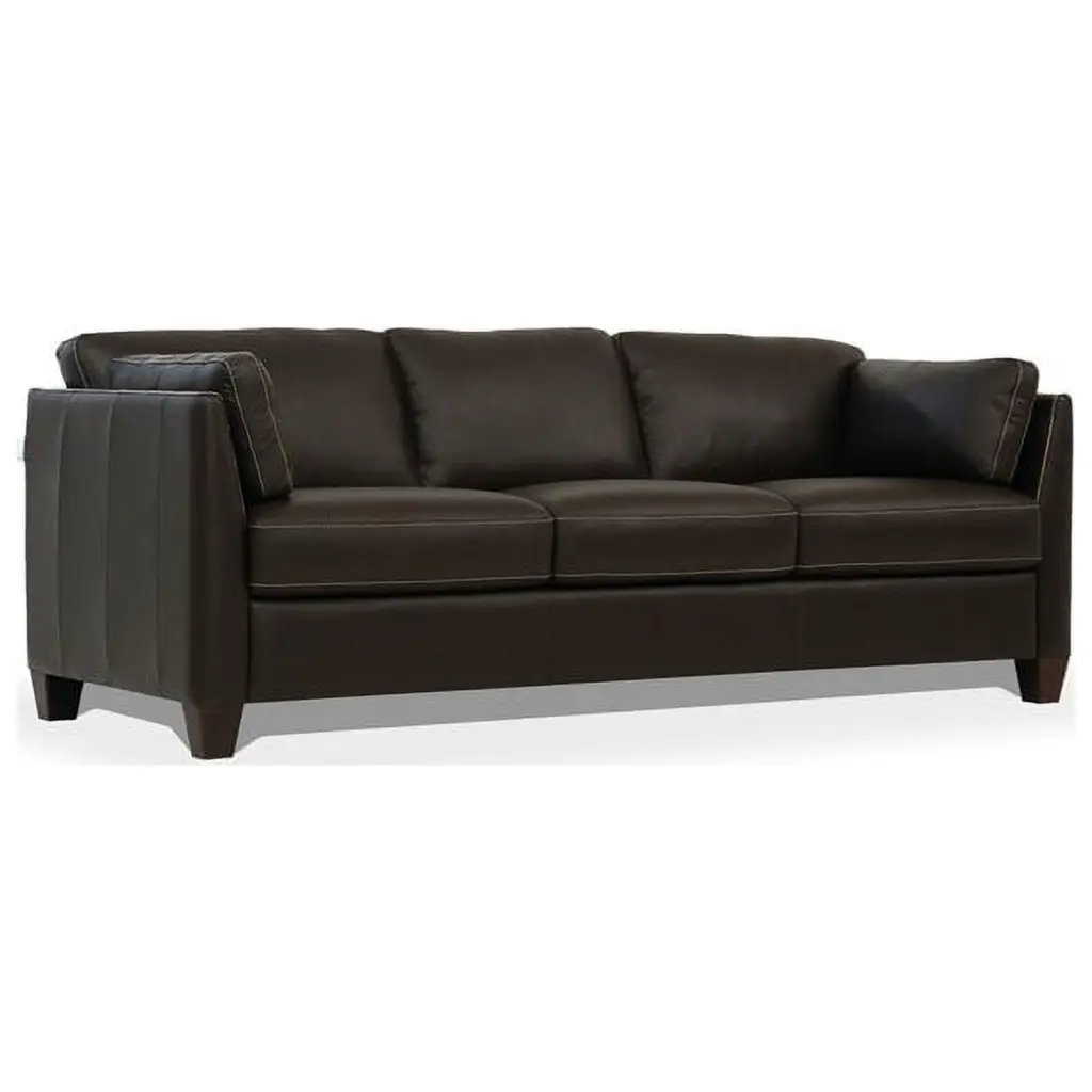 Bowery Hill Chocolate Leather Sofa Luxurious Living Room Decor