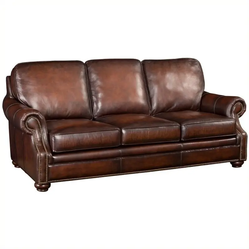Bowery Hill Contemporary Genuine Leather Sofa Sedona Chateau - Elegant Living Room Sofa