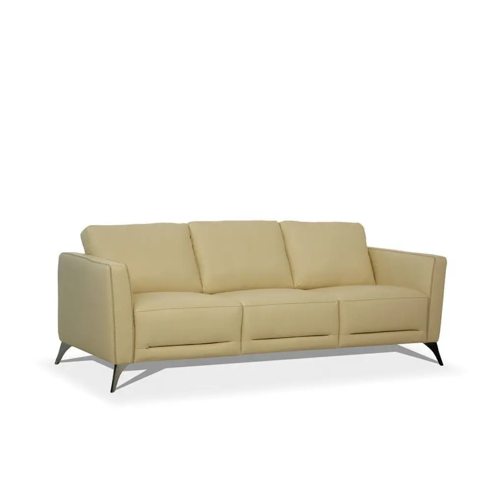 Bowery Hill Leather Sofa Cream