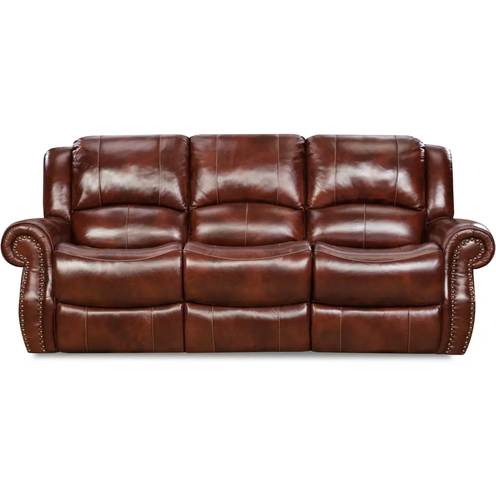 Cambridge Telluride Leather Double Reclining Sofa Oxblood - Top Grain Leather Living Room Furniture