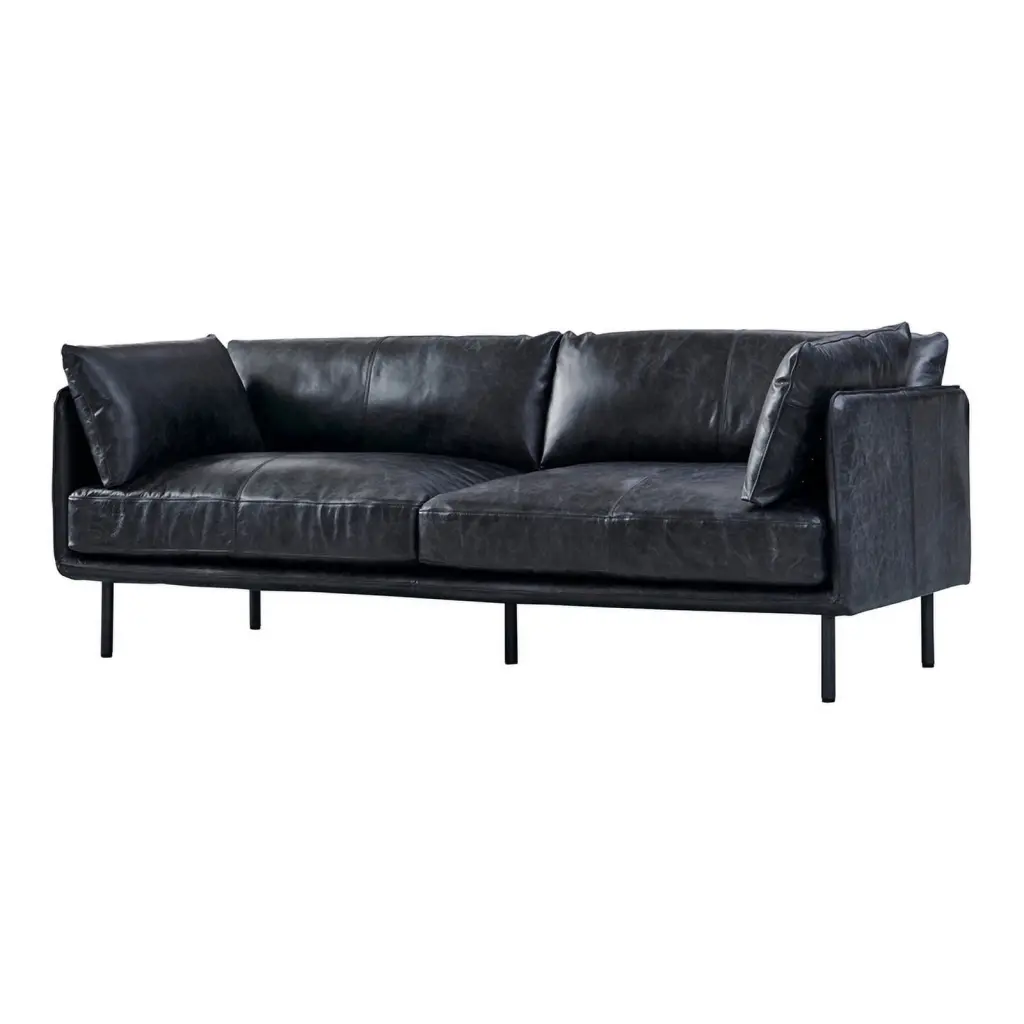 Crafters and Weavers Venezia Slate Contemporary Leather Sofa