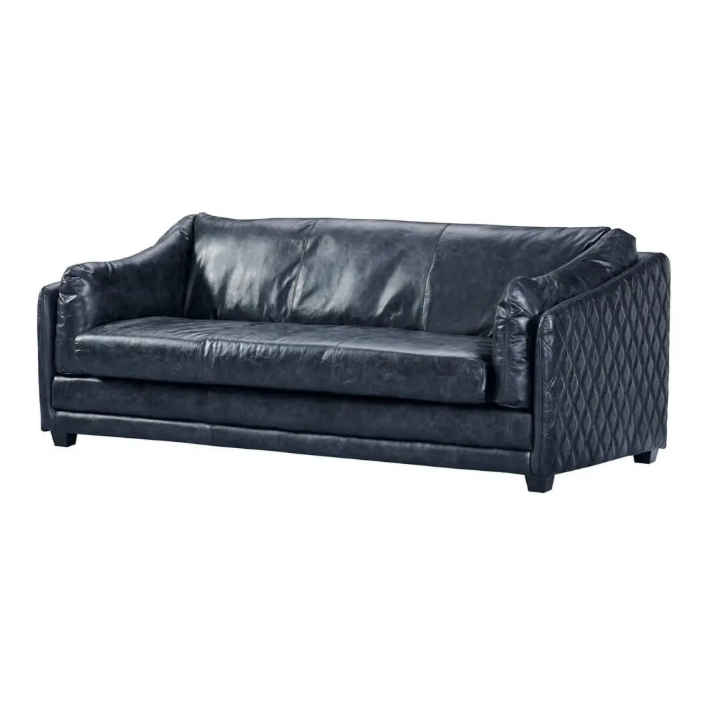 Crafters and Weavers Waco Contemporary Italian Leather Sofa Slate - Modern Living Room Furniture