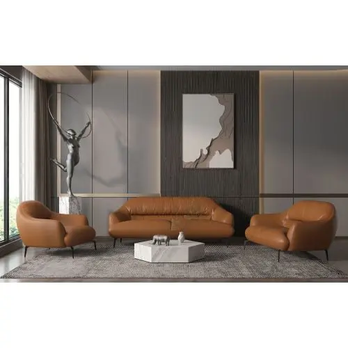 Goldmeet ACME Leonia Sofa Cognac Leather - Modern Living Room Furniture