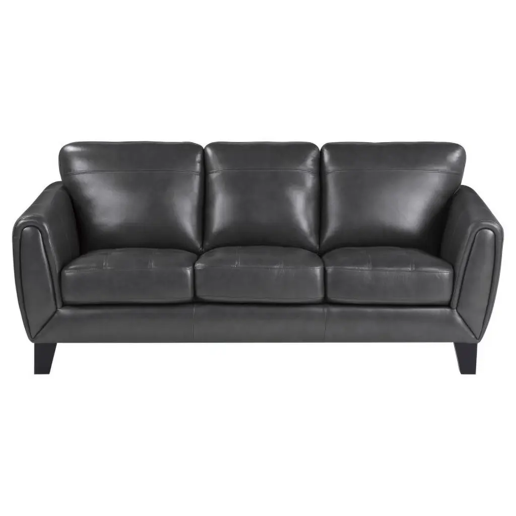 Spivey Collection Classically Cool Dark Gray Leather Sofa Living Room Homelegance