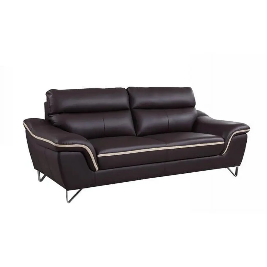 Home Roots Charming Brown Leather Sofa 36 Inches Wide HomeRoots