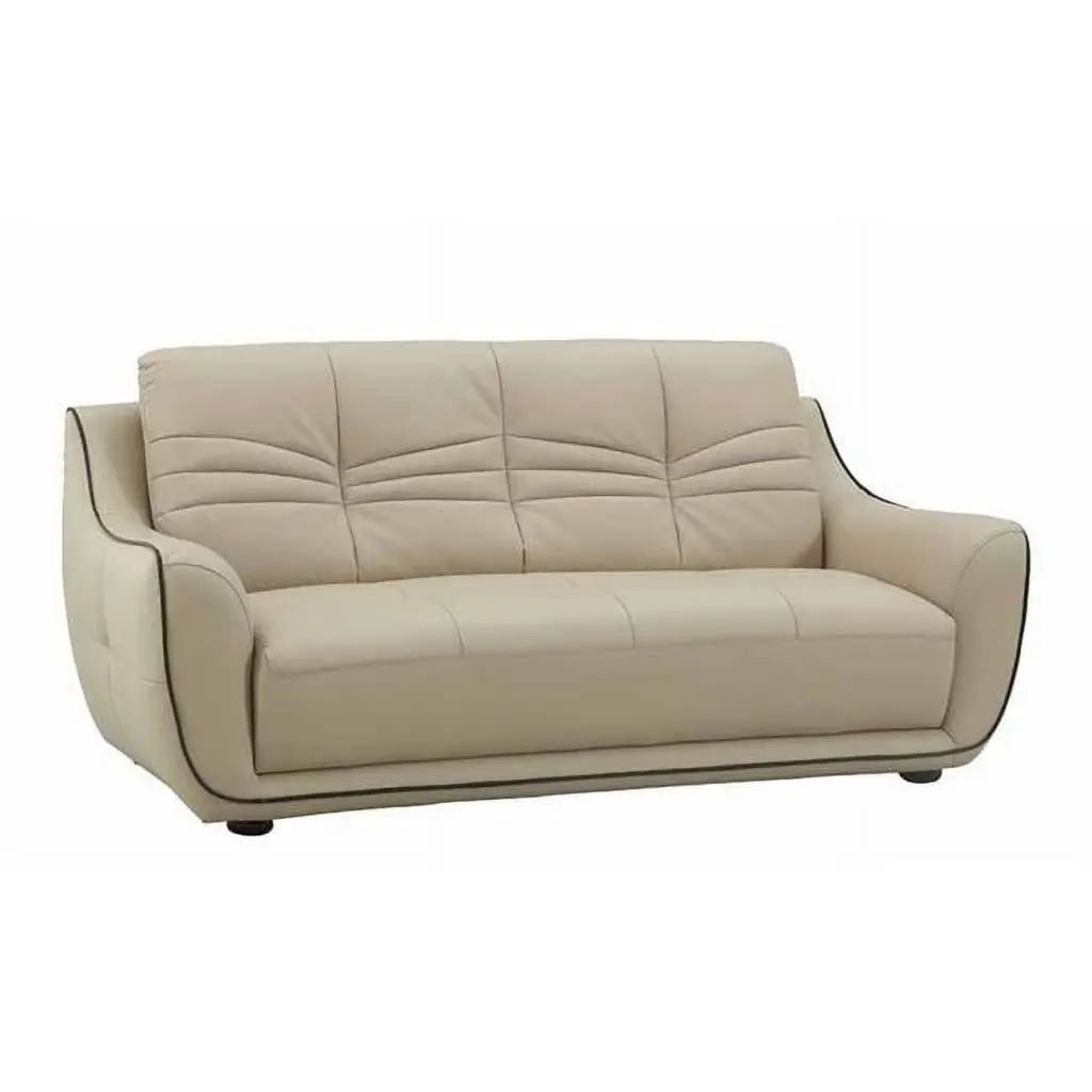 Home Roots Elegant Beige Leather Sofa 36 Inches Wide HomeRoots