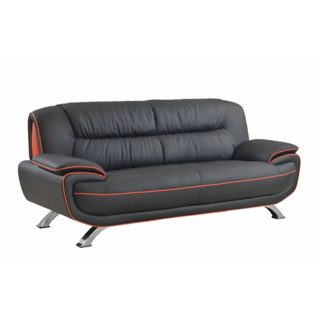 HomeRoots Furniture 35 Sleek Black Leather Sofa 329455-Black