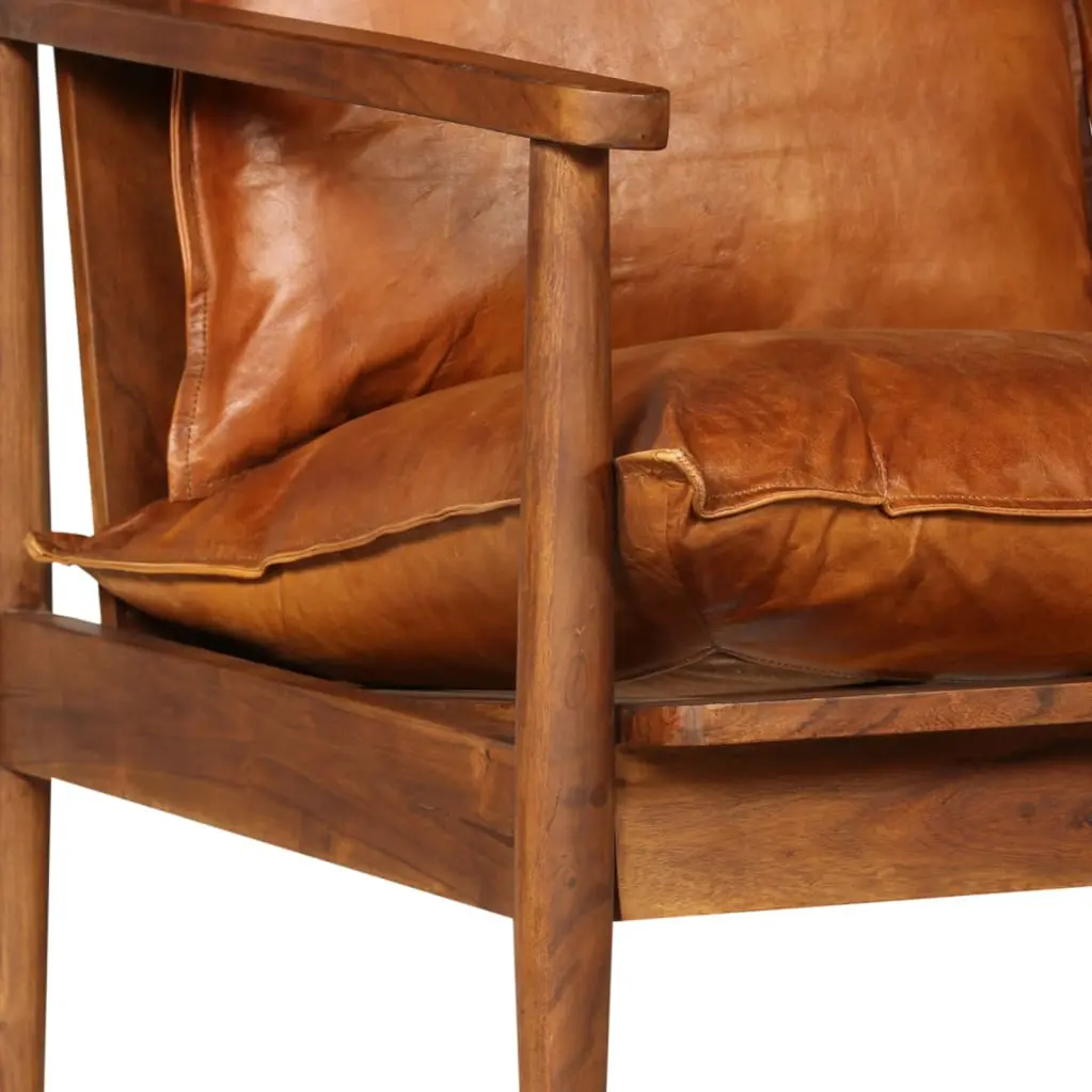 Irfora Wood Frame Leather Loveseat 2-Seater Sofa Modern Style Thick Cushions
