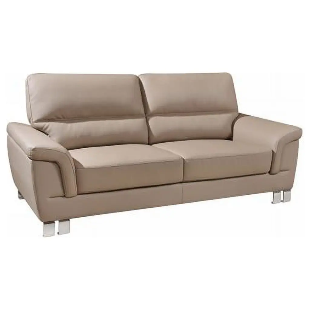 Home Roots 329558 Modern Beige Leather Sofa 37 Inches Wide MEWE