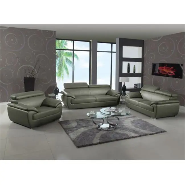 Home Roots Captivating Grey Leather Sofa 86 Inches Wide MEWE