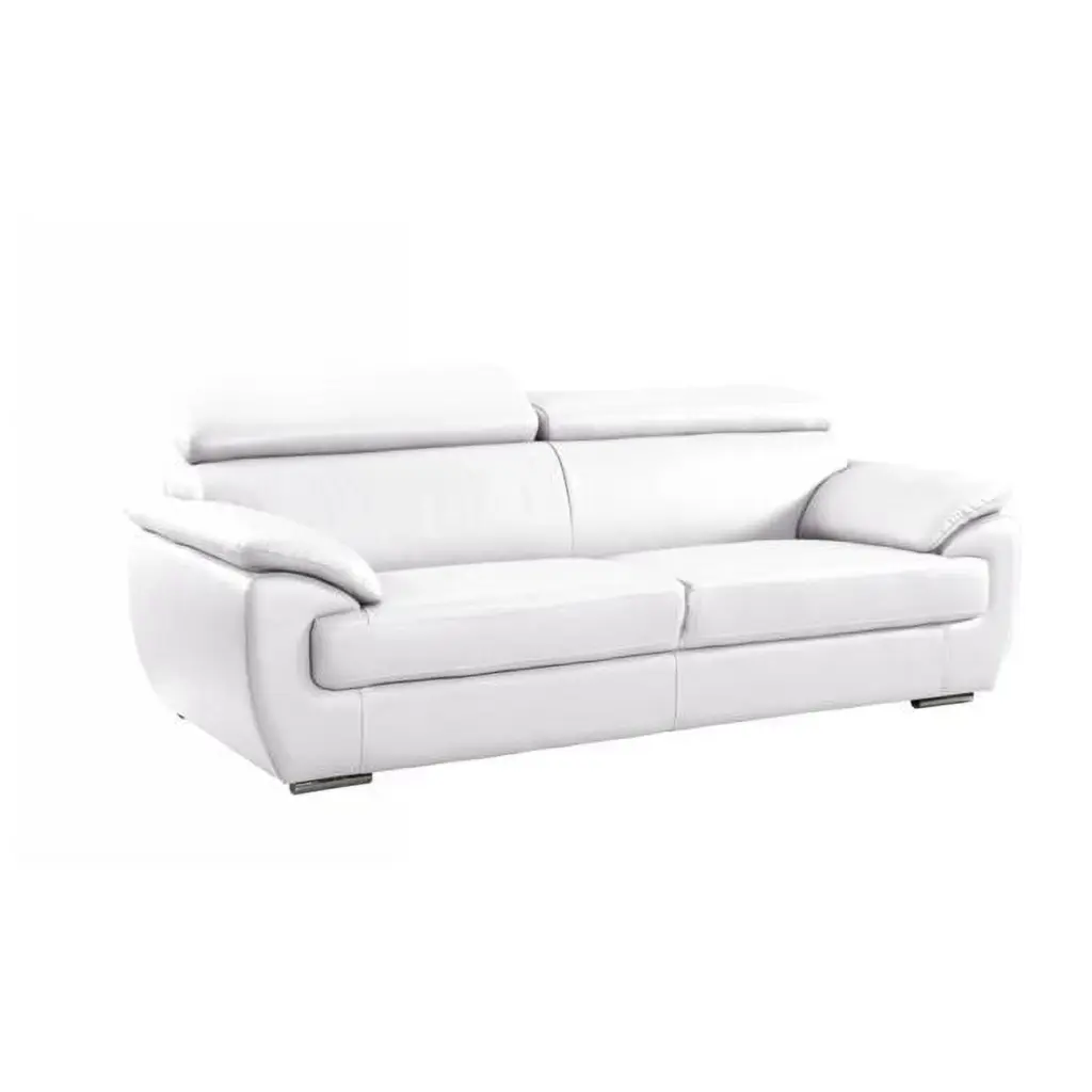 Home Roots Captivating White Leather Sofa 86 Inches Wide MEWE